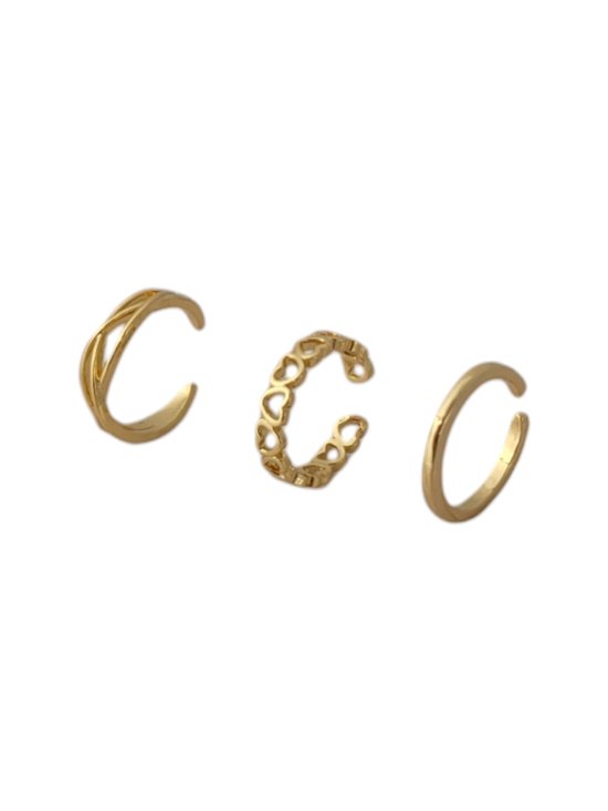 teenringen dames - teenring goud-kleurig – ringen set van 3 stuks - sieraden - oDaani