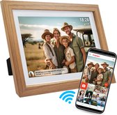Cadre photo numérique Denver HD Wood 10,1 pouces - Cadre photo avec application Frameo - 16 Go - Écran tactile IPS - PFF1042 - Wood clair