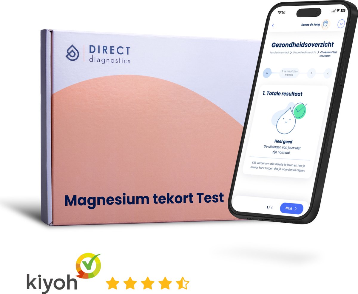 Goedkoopste Direct Diagnostics ® Magnesium Tekort Test - Zelf Bloedwaarden testen vanuit Huis - Ontdek een mogelijk Magnesium tekort - Resultaat binnen 48 uur - Met Aanbevelingen van Arts