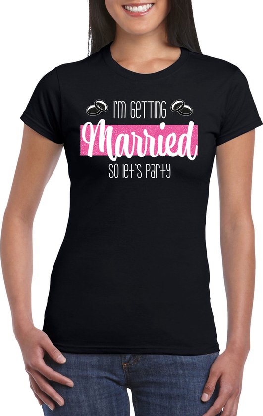 Bellatio Decorations T-shirt enterrement de vie de jeune fille pour femme - mariage - noir - paillettes - mariage XL
