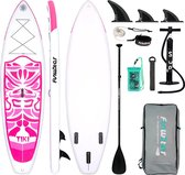 FunWater - Opblaasbaar Supboard - SUP board - 320*83*15 CM - Roze- Compleet Pakket - Accessoires - Staand - Verticaal - Inclusief pomp , reisrugzak, 3 Finnen, Stoeltje - Surfboard - Verstelbare aluminium peddel - Breed Formaat