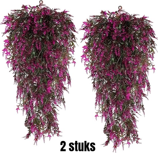Allernieuwste.nl® 2 STUKS Hangende Kunstplanten Lotus Bloemen voor Terras Veranda Balkon UV-Bestendig 75 cm Kleur Rood %%