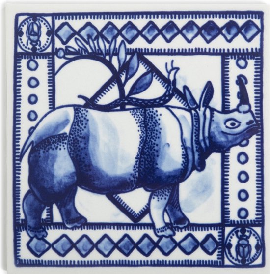 Moooi x Royal Delft tegel Extinct Animals - Dwarf Rhino