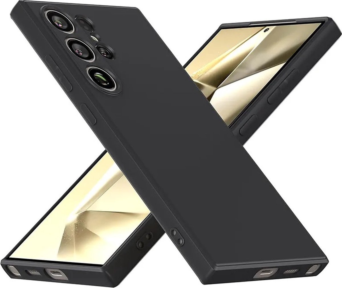 Zwart Hoesje Geschikt Voor Samsung Galaxy S24 ULTRA - Zwarte Siliconen hoesje - TPU Back Cover Hoes - Zwart