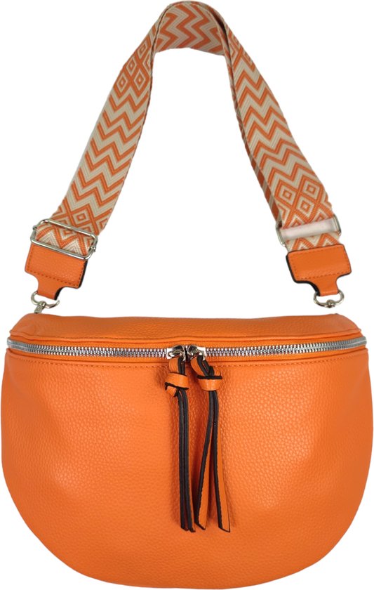 Qischa® - Sac banane crossbody hip bag - ceinture mode - soft - orange - végétalien - grande taille