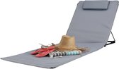 Strandmat XXL met kussen en verstelbare rugleuning - Opvouwbare strandstoel in grijs met draagtas beach sling chair