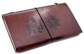 Handgemaakt leren dagboek - Notitieboek - Travel The World - Bruin (80 pagina's) - 22x12x1.5cm