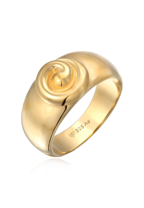 Elli Dames Ring Zegelring dames spiraal 925 sterling zilver verguld Festival Goud