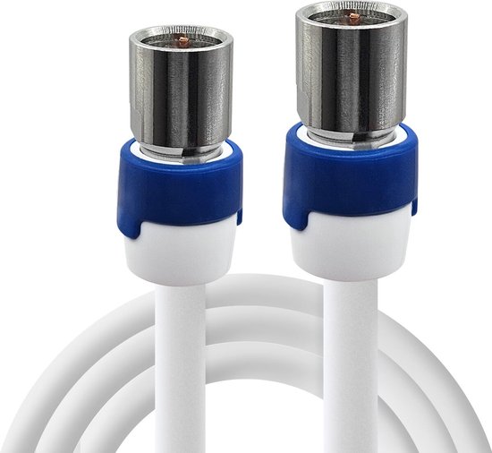 Coax kabel op de hand gemaakt - 5 meter - Wit - IEC 4G Proof Antennekabel - Male en Female rechte pluggen - lengte van 0.5 tot 30 meter