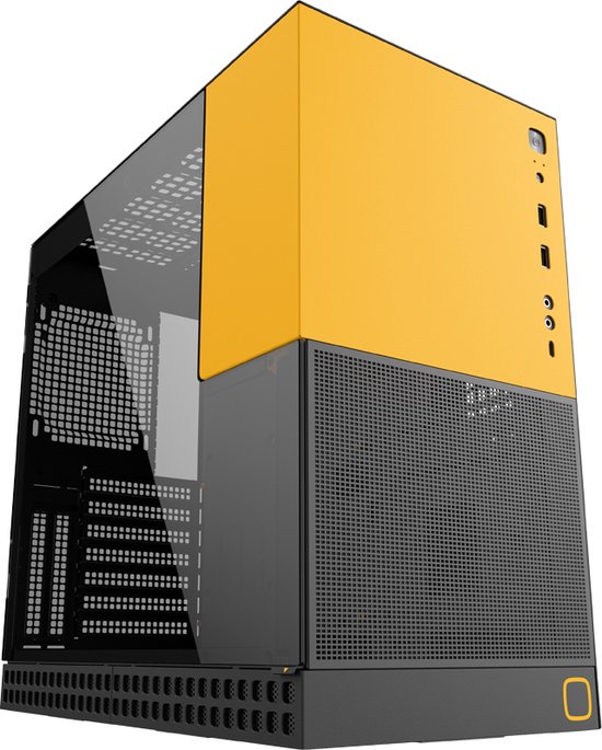 Geometric Future M4 King Arthur Mid/Mini Tower, E-ATX/ATX Gaming PC-behuizing, glas/1,2 mm staal, Type C, verticale GPU-montage, Zwart