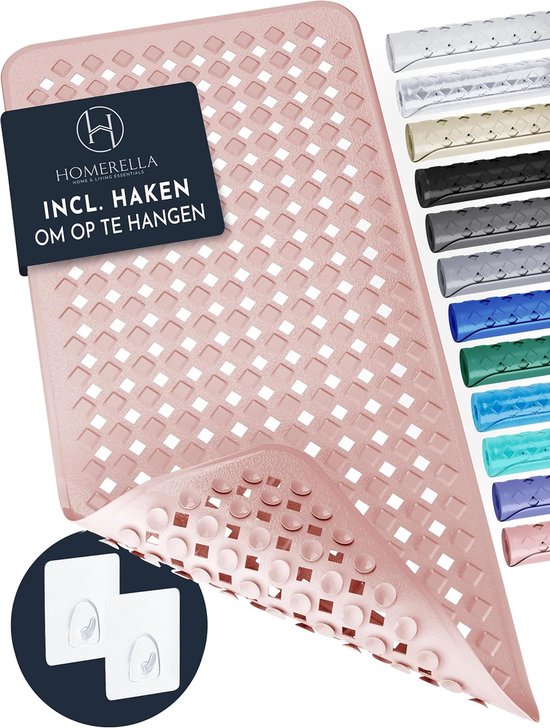 Homerella badmat antislip 88 x 39 cm, incl. ophanging | BPA-vrij en huidvriendelijk | antislip, schimmelbestendig en machinewasbare douchemat