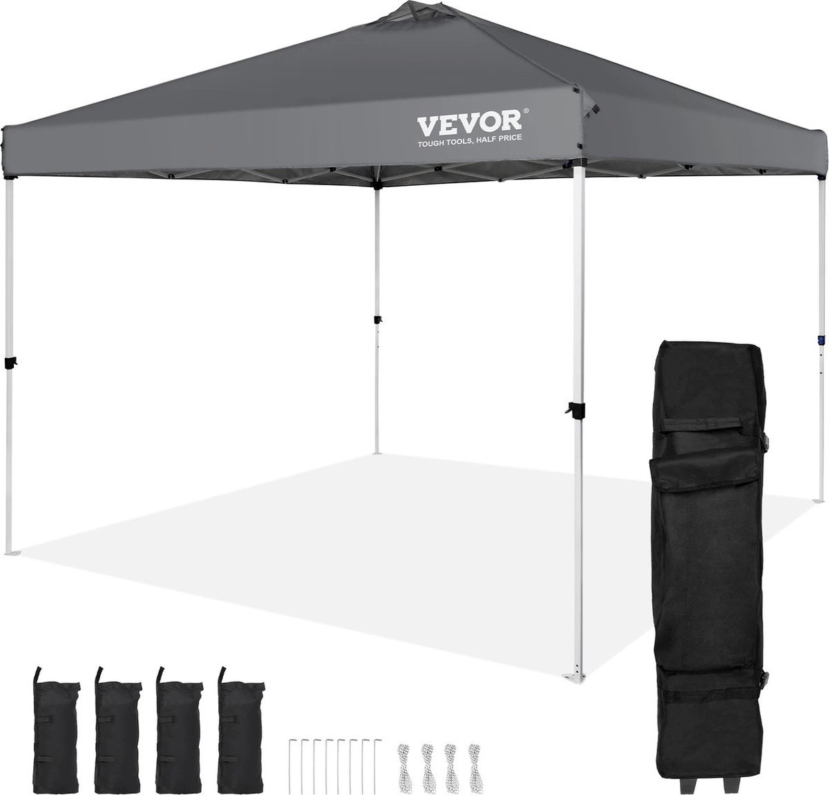 JK24 Partytent Partytenten Partytent opvouwbaar Paviljoen Easy up partytent Easy up partytent waterdicht Easy up 3x3m grijs UPF50 incl. opbergtas