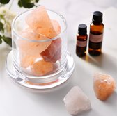 Navaris diffuser aromatherapie met roze zout kristallen - Zonder water en stroom - Voor etherische oliën en geurolie - Geurdiffuser - Met glaskoepel
