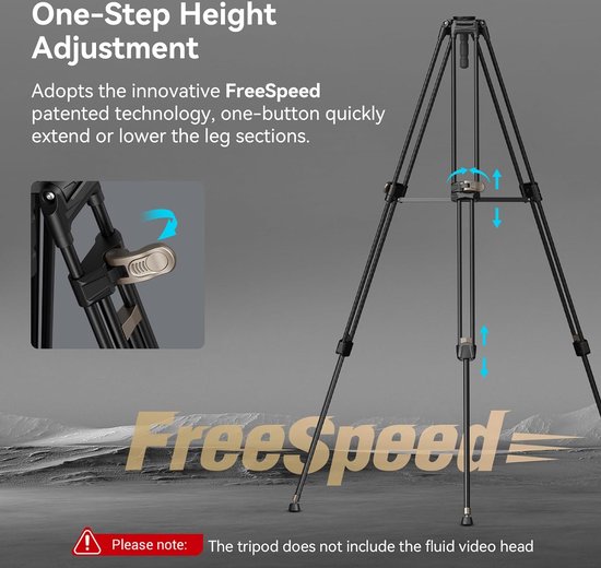 Cayer BV30 Heavy Duty Video Statief, 64 inch Professionele Aluminium Statief Been met K3 Vloeibare Kop, Mid-Level Spreader, Max Lading 13.25 Lbs, 360 Graden Vloeistof Hoofd voor DSLR Camcorder Camera