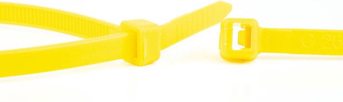 Kabelbinders - 300 x 4,8mm - Trekkracht tot 22,2kg - 100 stuks - Geel