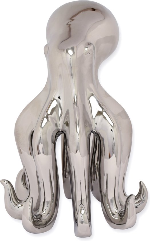 Keramisch Beeld van een Octopus Zilver 3,5 cm hoog