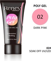 RENEY® PolyGel AcrylGel Dark Pink 02 - 30ml. - Dark Pink - Glanzend - Polygel