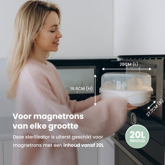 Babily Magnetron stoomsterilisator - Flessen sterilisator - Steriliseer tot 6 flessen tegelijk - Fles sterilisator baby - Doodt 99.9% van alle bacteriën van Babily — afbeelding 3