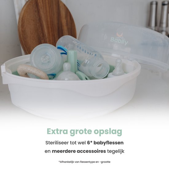 Hygiënische Flessen Sterilisator Babily Magnetron Sterilisator - Steriliseer 6 Babyflessen In Slechts 4 Minuten Hygiënische Flessterilisatie