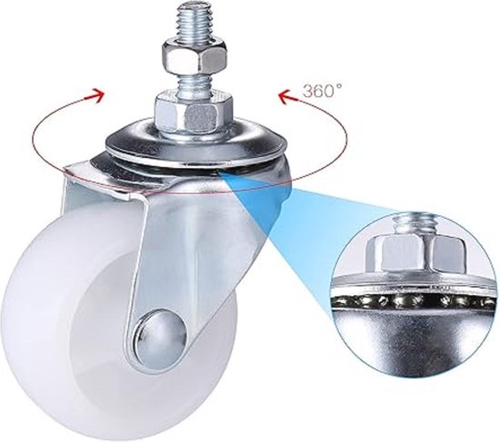 Zwenkwiel 75mm 5PO zwart zwaarlast plaatbevestiging met rem