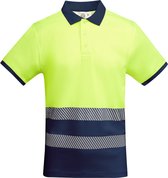 Technisch hoog zichtbaar / High Visability polo shirt met korte mouwen Geel / Donker Blauw model Atrio maat 2XL