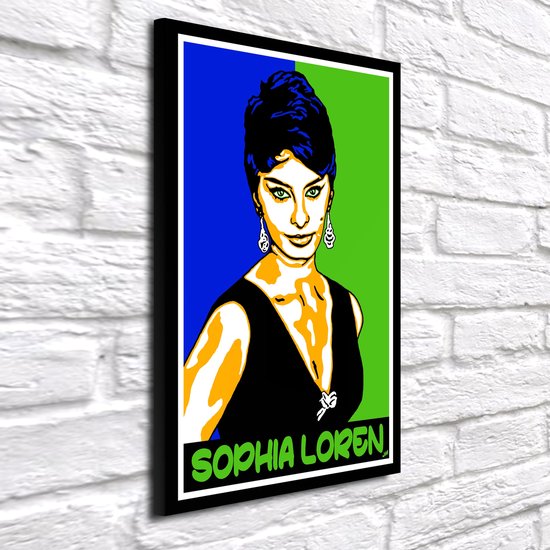 Pop Art Sophia Loren - Poster Print - encadré - 104 x 74 x 2 cm - Décoration murale