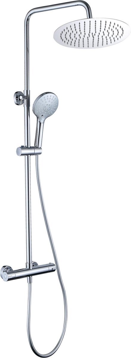 Doucheset Opbouw Compleet - Chroom - Regendouche Rond - Sedal binnenwerk - Thermostaatkraan - RVS, ABS en Messing - 30 cm