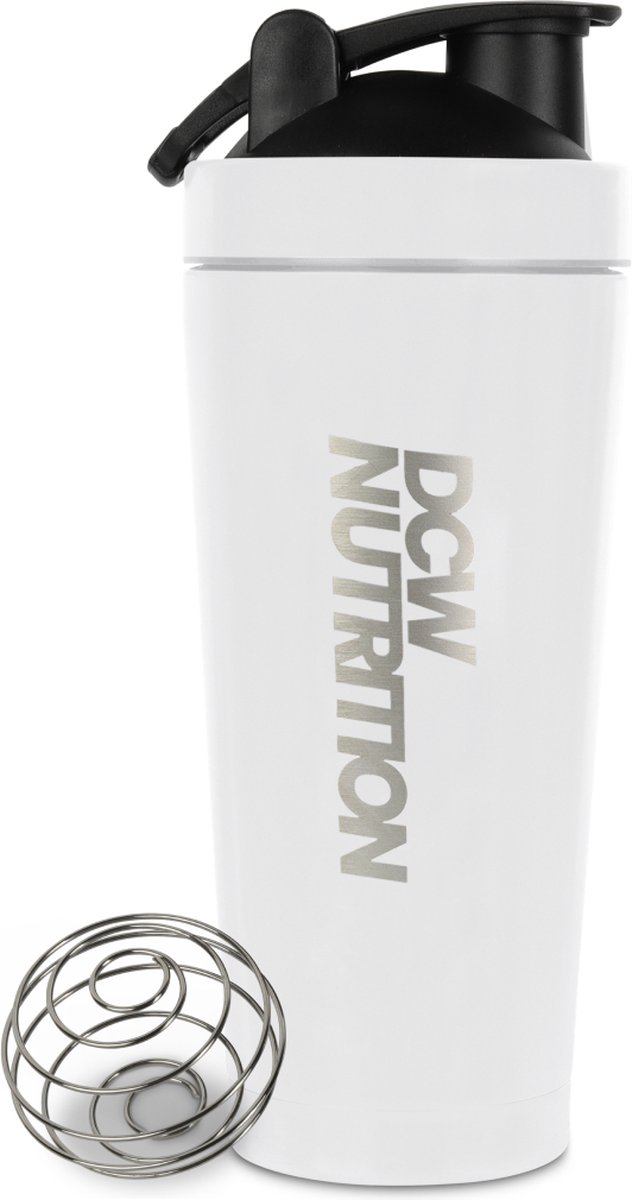 Goedkoopste DCW Nutrition - 750ML Shake Beker - RVS Drinkfles - Stainless steel - Wit