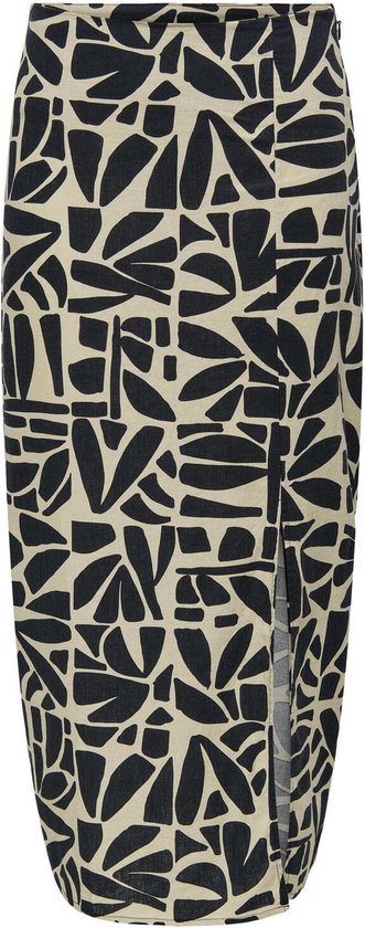 Only Rok Onldahlia Linen Midi Skirt Ptm 15318835 Black/ Bali Tile Dames Maat - S