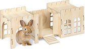 Château en bois Navaris pour lapin - Maison de jeu et de couchage pour lapin - Pour l'intérieur et l'extérieur du clapier - 69 x 24 x 25,5 cm