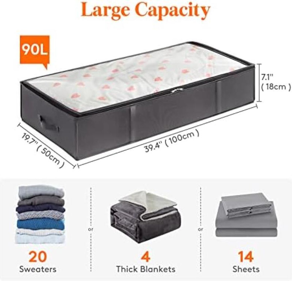 punemi Opbergcontainer voor onder het bed, 2 stuks opbergzakken voor onderbed met deksel, opvouwbare stevige kledingopbergorganizer met 3 handgrepen, ultra dikke stoffen deken schoenopbergdoos, 76 x punemi Opbergcontainer voor onder het bed, 2 stuks opbergzakken voor onderbed met deksel, opvouwbare stevige kledingopbergorganizer met 3 handgrepen, ultra dikke stoffen deken schoenopbergdoos, 76 x