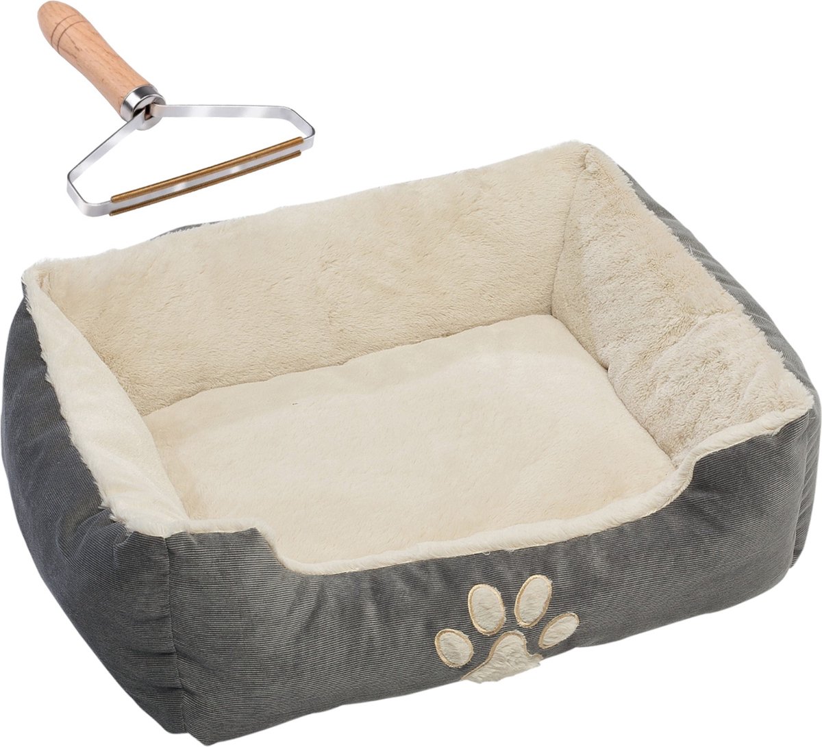 Huisdier Comfort Dierenkussen - Huisdierenbed - Voor kat & hond 60x48x18cm + Handige Haarverwijderaar