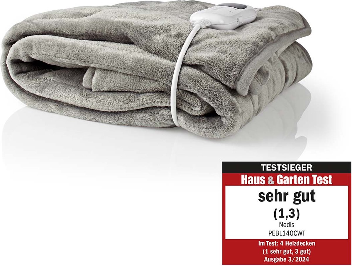Nedis Elektrische Deken - 180x130 cm - 1 Persoons Warmtedeken - 9 Warmte Standen - Wasmachinebestendig - Fleece – foto 4
