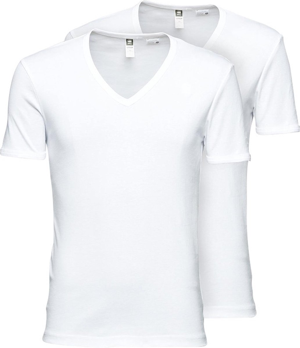 G-Star RAW Heren T-Shirt Base v t short-sleeve 2-pack Veelkleurig L V Hals Volwassenen Wit