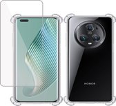 Hoesje + Screenprotector geschikt voor Honor Magic5 Pro – Tempered Glass - Extreme Shock Case Transparant