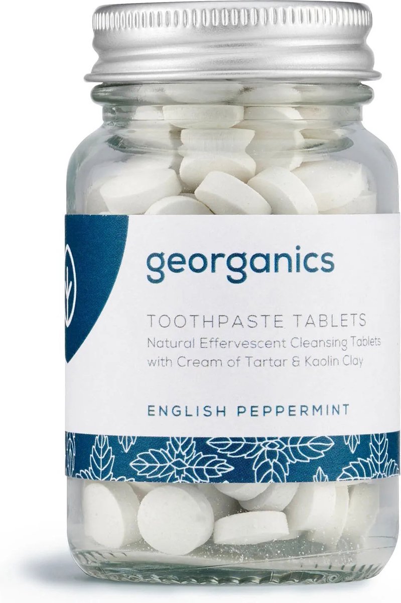 Georganics Minerale Tandpasta Tabletten - Pepermunt - Plasticvrij - Tandplak Verminderend - COSMOS Natural