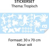 Stickervel - Tropisch - 30 x 70 cm - wit - stickers - stickers volwassenen - stickers Kinderen - raamstickers - deursticker - stickervellen - dieren - container sticker huisnummer - kliko sticker voordeelset