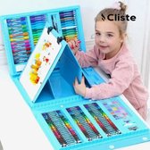 Cliste Tekendoos - 208-delig - Art Set - Creativiteitsdoos voor kinderen - Tekenset - Blauw - Kleuren - Schminken - tekenen - Knutselen - Schilderen - Kinderen!