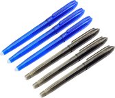 6 x Uitgumbare pen - Uitwisbare pen - 0.7 mm - Balpen - Blauw en Zwart
