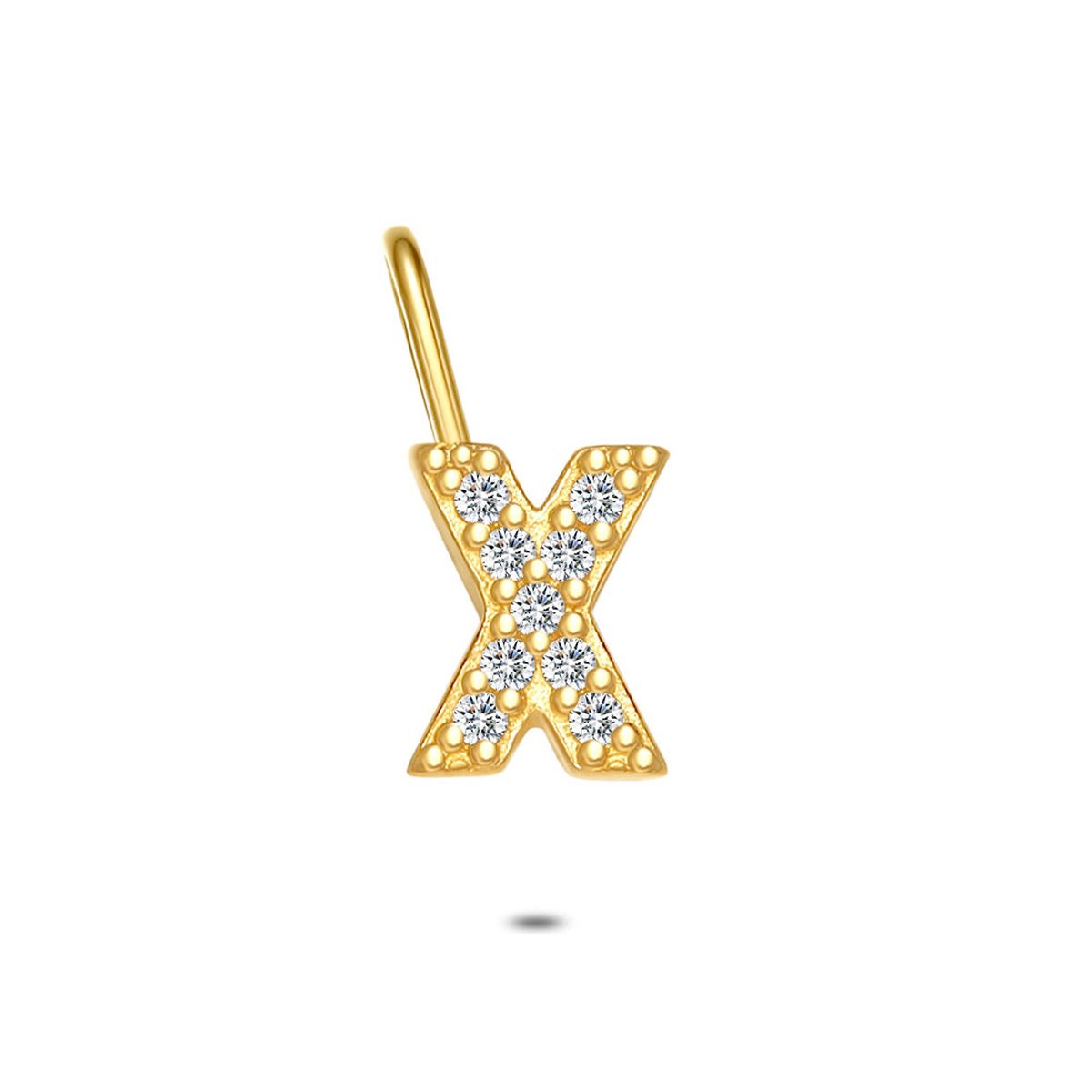 Twice As Nice Hanger in 18kt verguld zilver, letter X met steentjes