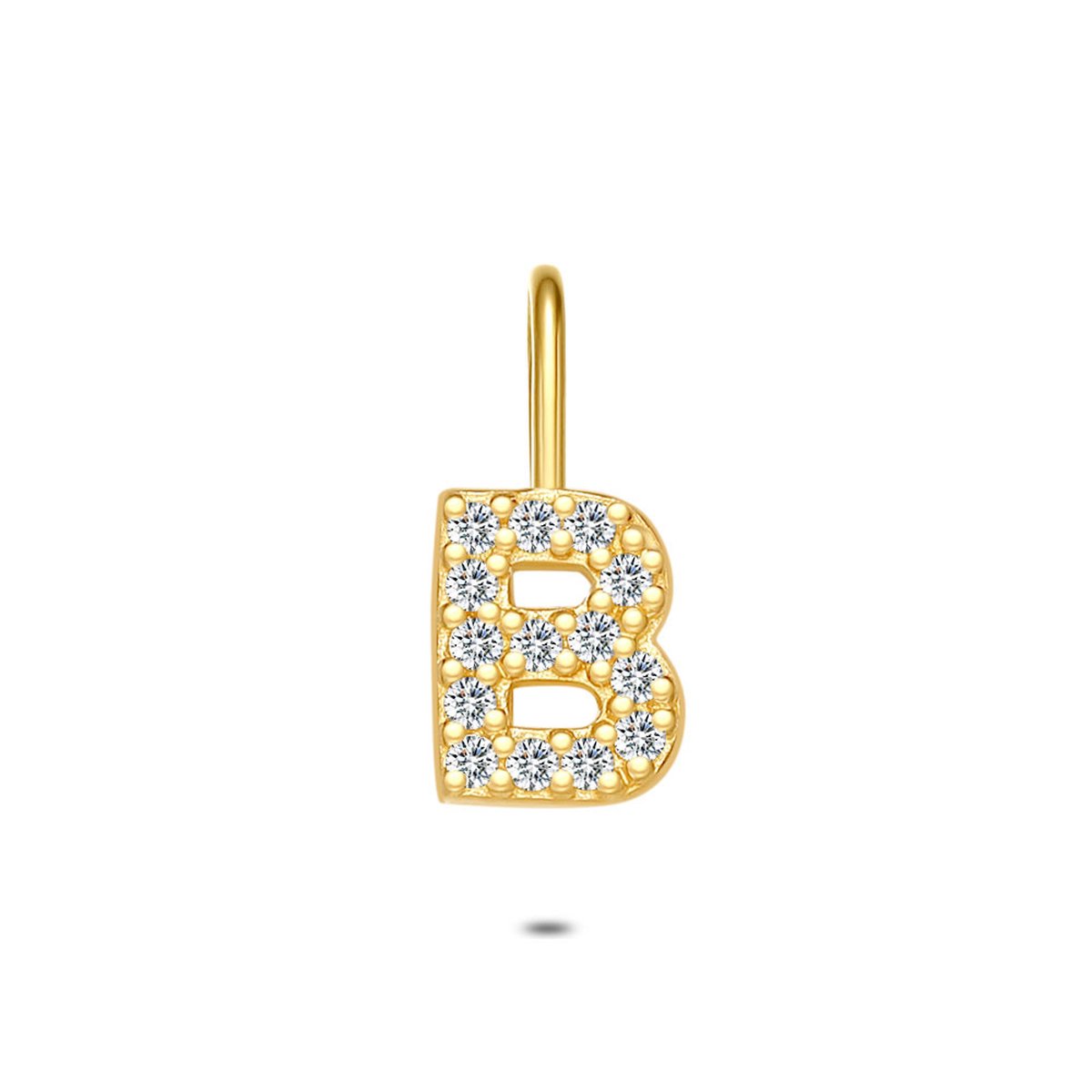 Twice As Nice Hanger in 18kt verguld zilver, letter B met steentjes