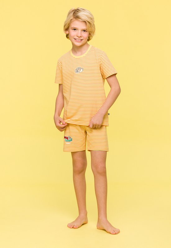 Woody Garçons-Pyjama homme à rayures jaune rouille - taille 116/6J