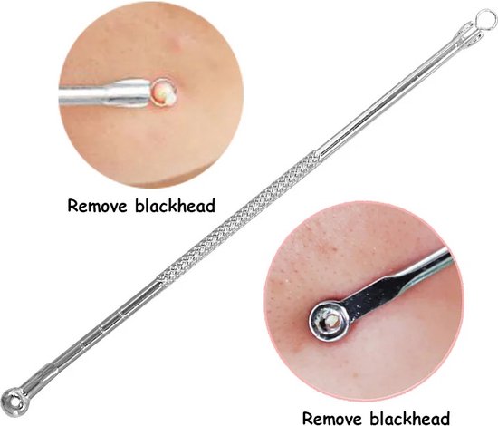 Comedonenlepel I Acne Verwijderaar I Mee-eters & Acne Pincet I Puisten Verwijderen I RVS I 12 CM I Zilver