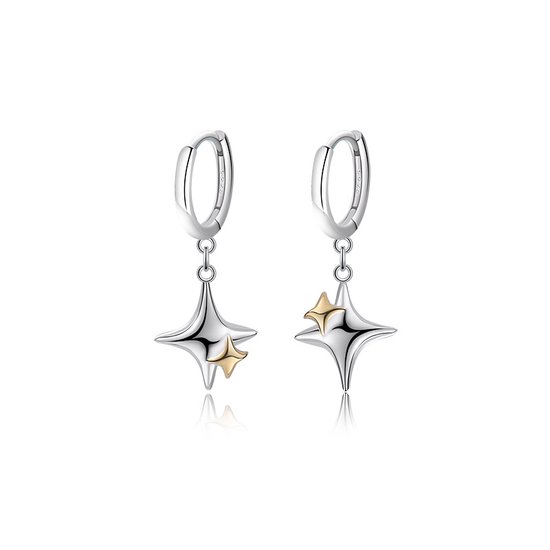 Paragon Cat.925 Sterling Silver Colour Separation Cross Star Earrings