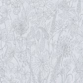 Papier peint Fleurs Profhome 378342-GU papier peint intissé lisse avec motif floral blanc mat gris argent 5,33 m2