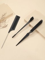 FA-VE Slick Back Hair Brush - Slickback Hairbrush Set van 3 - Haarborstel - Hairbrush - Slick Back Brush - Slick Back Bun Brush - Zwart