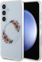 Guess – Convient pour – Galaxy S24 – Coque arrière Couronne de fleurs – MagSafe – Transparent