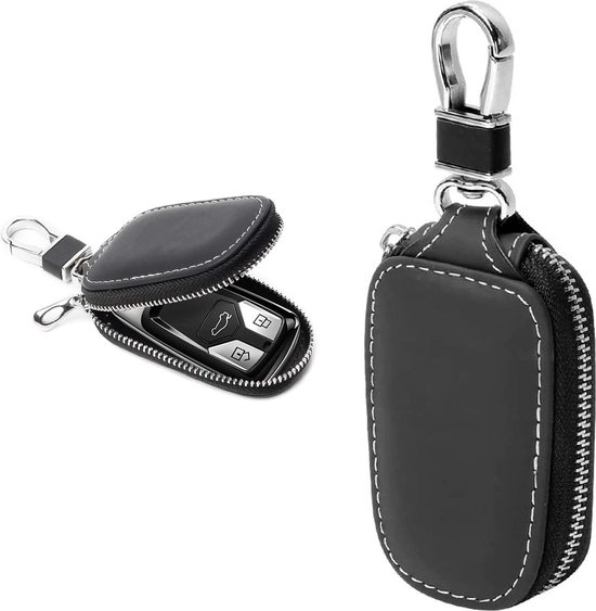 PORRASSO Sleutel Case Lederen Autosleutel Tas Key Pouch Mannen Draagbare Kaarthouder, Blauw, Large, Modern