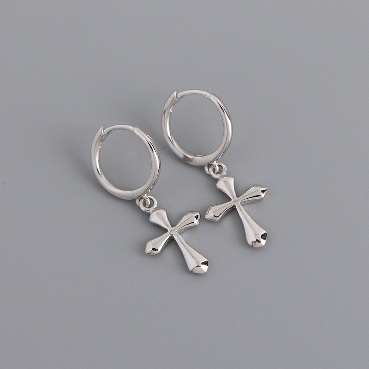 Paragon Cat.Simple Cross-shaped 925 Pure Silver Earrings