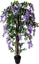 Arbre à fleurs violettes artificielles Kiruna | 160cm - Arbre à fleurs artificielles Kiruna - Plantes artificielles pour l'intérieur - Arbre à fleurs artificielles